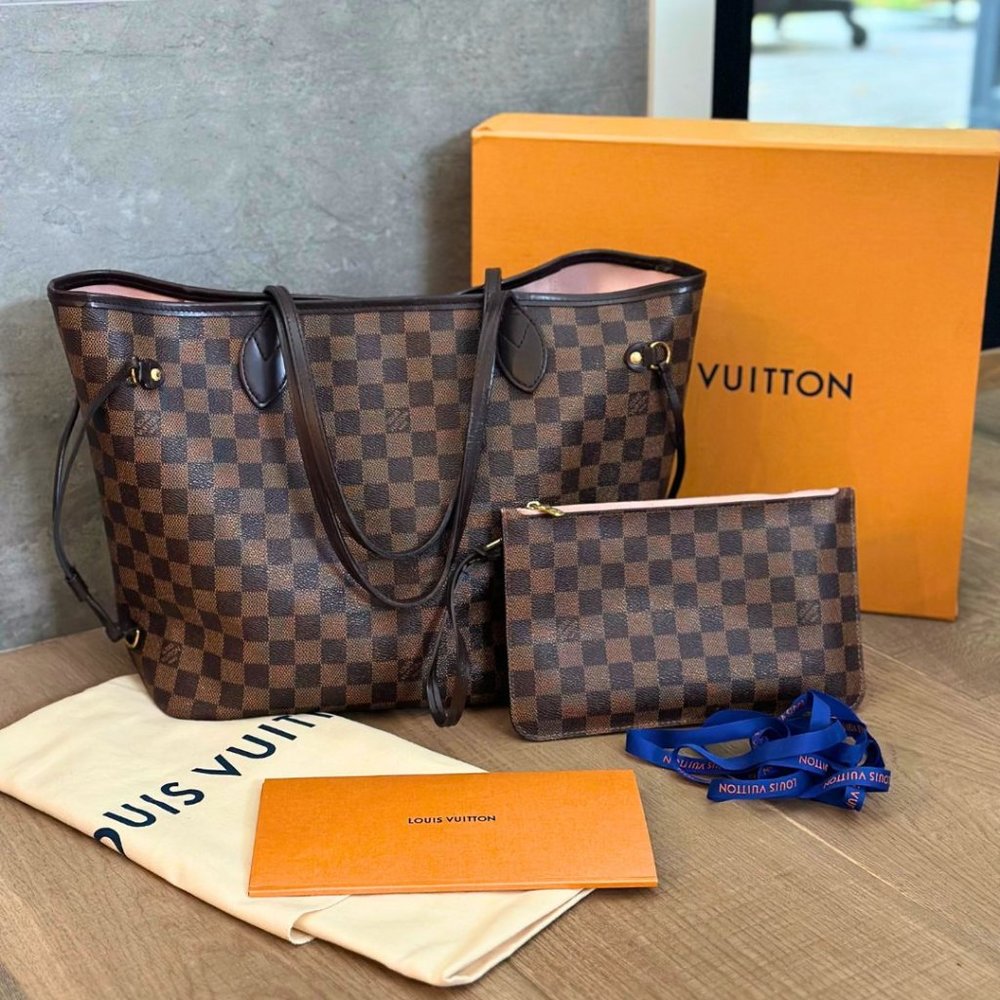 Louis Vuitton Neverfull MM Damier Rose Ballerine (pink) w/ pouch + insert